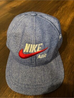 Nike Kids Denim Cap with Red Swoosh